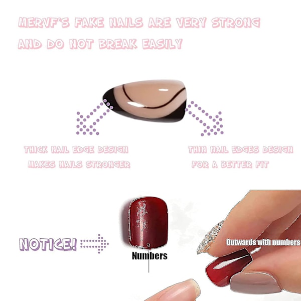 Hvide Glitter Franske Manicure Falske Negle - Medium Dækning