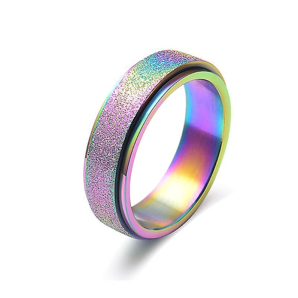 Tyylissä Rose Gold Rainbow Titanium Ahdistusrengas - Unisex, Koko 7, 6mm Leveys