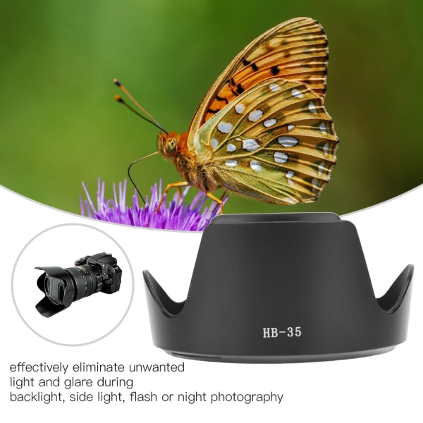 Kamera motljusskydd för Nikon AF-S VR 18-200mm f/3.5-5.6 objektiv - HB-35 ABS-material