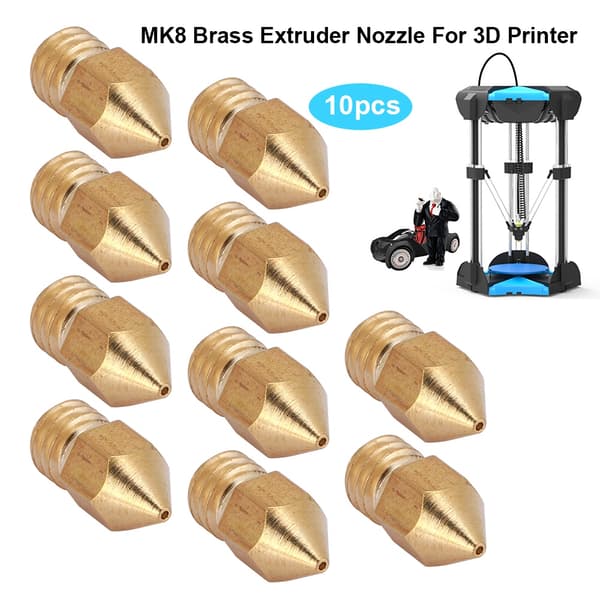 10 st MK8 Extrudermunstycke för 3D-skrivare 1,75 mm/0,6 mm Mässing
