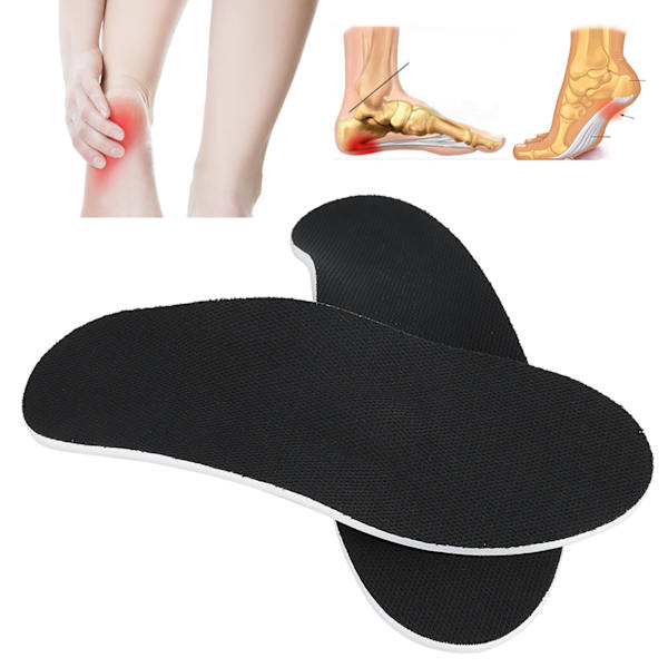 Unisex plattfots ortos innersula Arch Support Plantar Fasciitis Smärtlindring Korrigering fotdyna (röd botten Svart yta S: 3540)