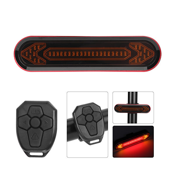 BK600 maastopyörä USB -lataus LED Langaton kaukosäädin Turvavaroitus Käännä takavalo Polkupyörän PyöräilyvarusteetPunainen puoli