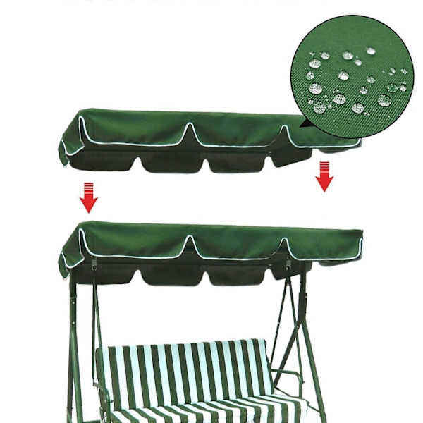 Gyngesædebetræk (grøn 142 * 120 * 15CM) - Luksus polyester top udskiftning UV solskærm vandtæt dekoration, egnet til udendørs have terrasser