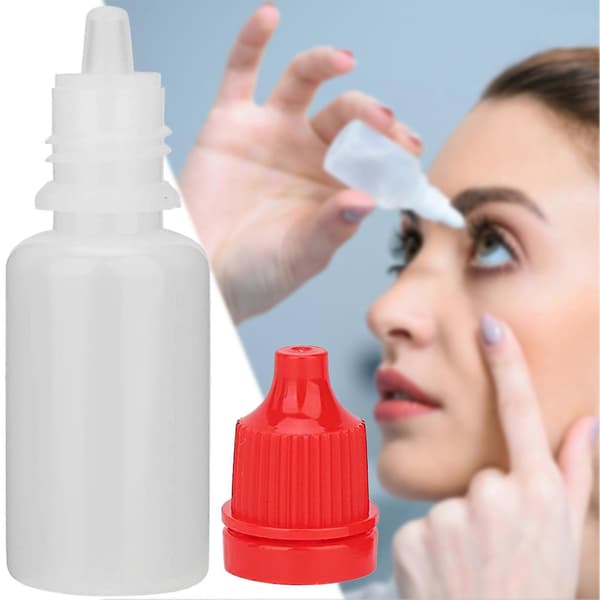 50 st 10 ml ögondroppsflaskor läckagesäkra tomma plastbehållare med barnsäker kork för hemresor 10ml Red Cover