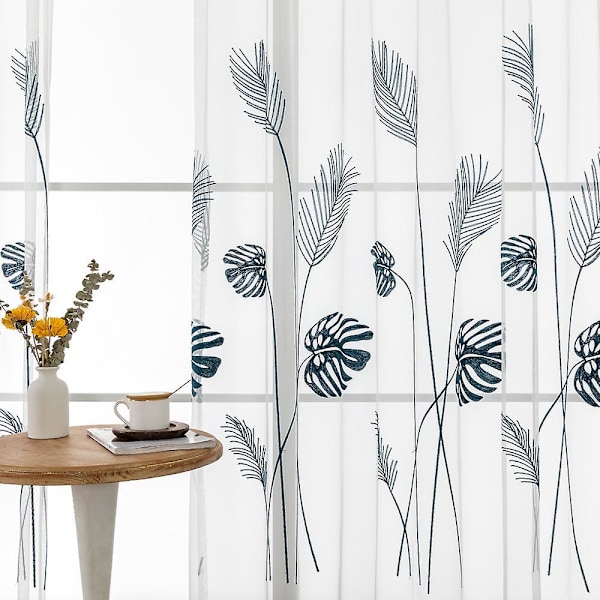 1 stk Grå Voile Gardiner 100x200cm Øyeblikk Kort Vindusgardin Redebroderi Innendørs Sjønne Gardiner Silende Dekorasjon for Moderne Stue Kjøkken