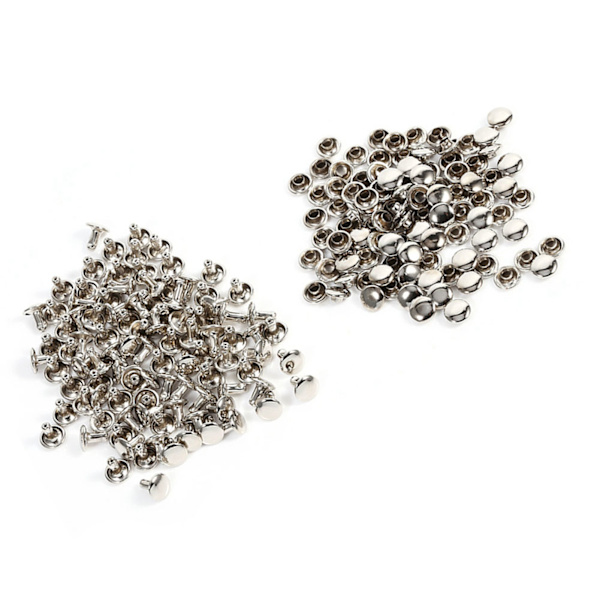100 set 8 x 8 mm Cap Nit Metall Läder Hantverksreparationer Dubbar Spike Dekoration (silver)