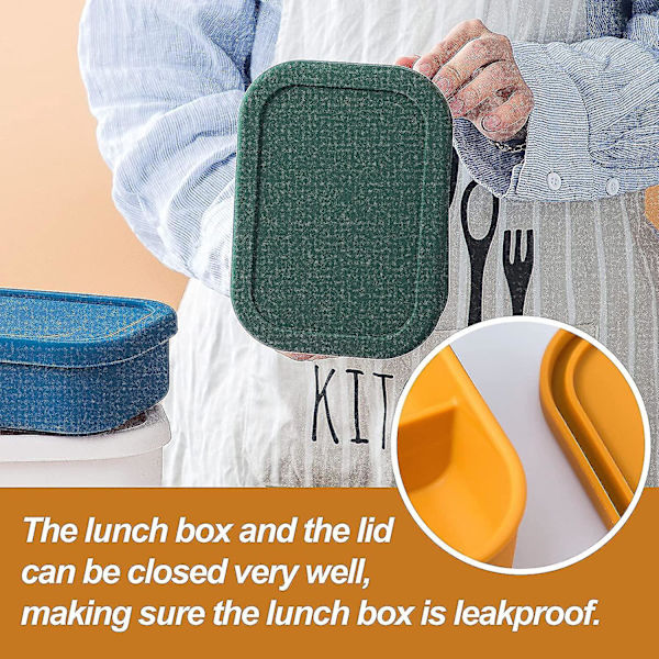 Lekkasjesikker 3-roms silikon bento lunsjboks for voksne (gul)