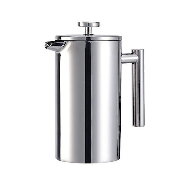 Bärbar 350 ml rostfritt stål fransk press kaffebryggare med 2 filter, sked och borste, dubbelväggsdesign