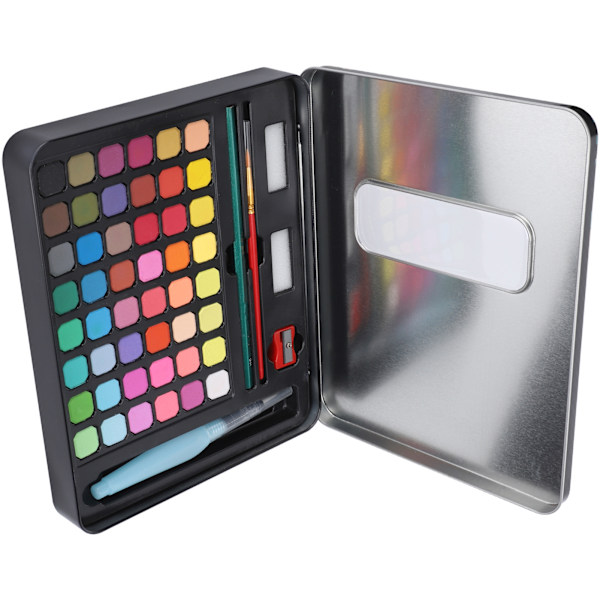 48 färger fasta pigment vattenfärger set bärbar med järnbox mineralmaterial