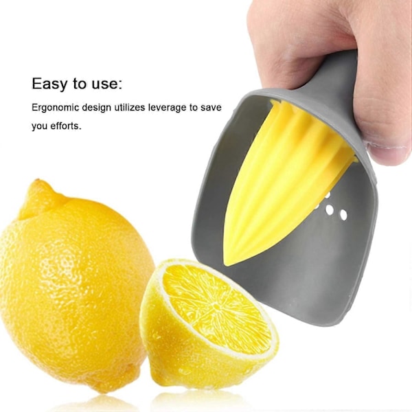 Manuell Citronpress, 16,58,5 cm Mini Citrusfruktpress och Rivare för Kök Lime Apelsin Fruktpress (Mörkgrå)
