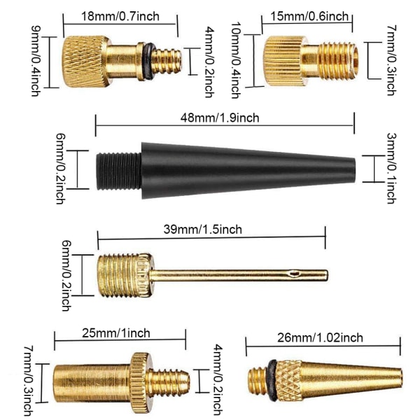 15 stk Cykelpumpe Luftventil Konverter Cykel Kobberventiler Adaptere DV SV AV Kit