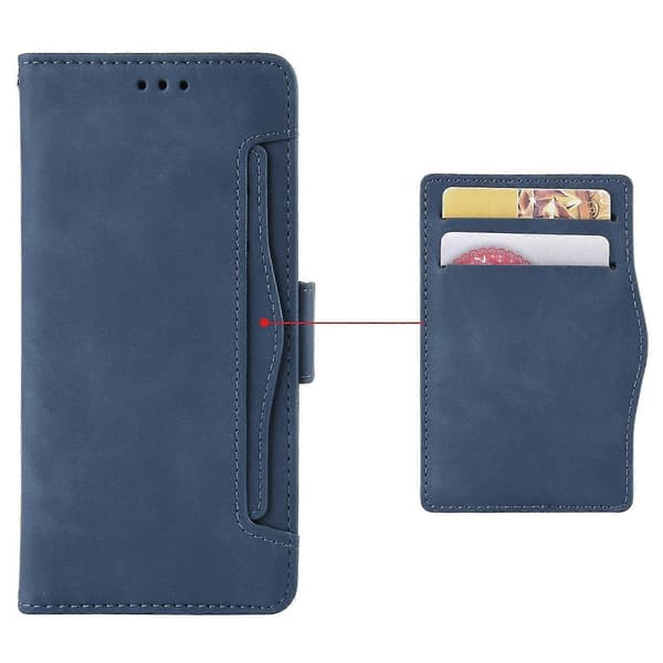 Til HTC U23 Pro 5G PU-læder telefoncover med flere kortpladser og stativpung Blue