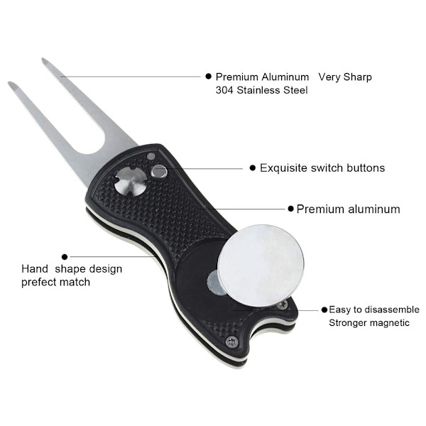 Bärbar Golf Divot Tool Golf Green Reparation Pitch Fork Ball Marker Träningsverktyg