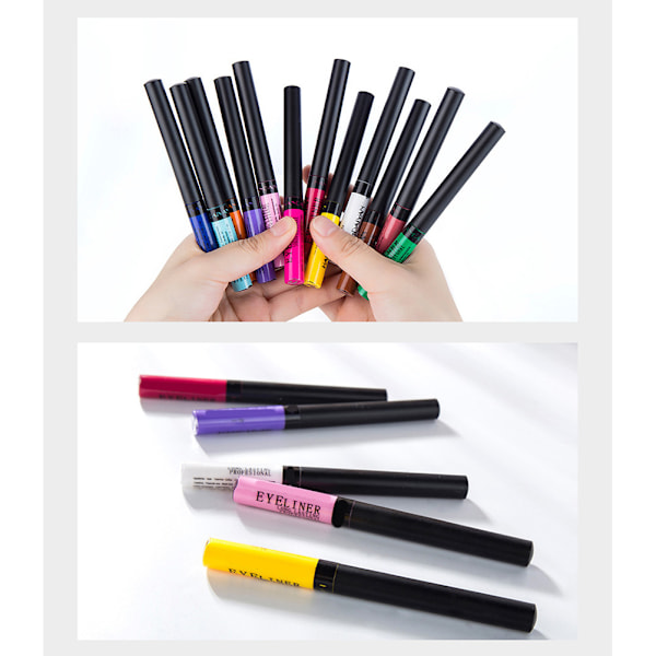 Matt flytande eyeliner 12 färger vattentät högpigmenterad färgglad eyeliner pennset