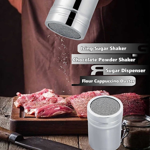 Sukkerdispenser, Flormelis Shaker Finmasket Flormelis Drysser Mel Shaker Chokoladepulver Shaker Mel Drysser 5,5*8,2cm
