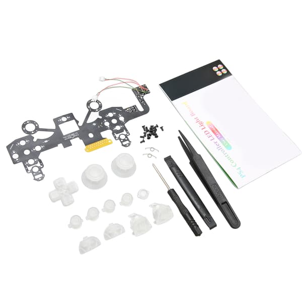 Opplyste D-pad-ansiktsknapper 8 farger 19 moduser DIY-erstatnings-LED-knappsett for PS4-kontroller