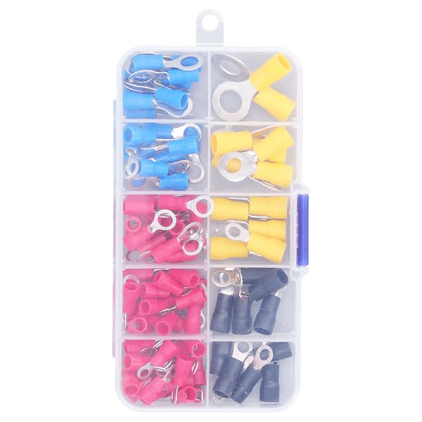 102PCS Isolerad Ringterminal 10 Olika Specifikationer Flamskyddade Kabelanslutningar Sortimentssats