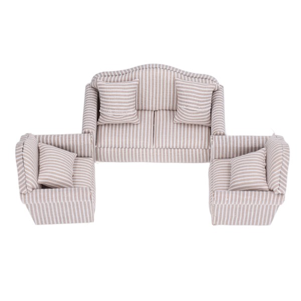 Miniature Sofasæt Simulering Blød Dukkehus Sofa Tilbehør med Puder til 3 År Gamle og Der Over