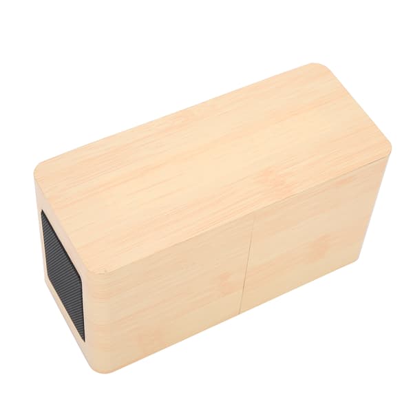Multifunktionell Trä-Mini-Väckarklocka med Bluetooth-högtalare, 2000mAh, Stereo, Gul Trä + Rött Ljus