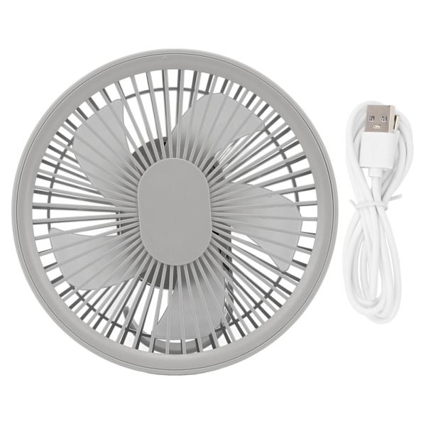 Ulkoilma yövalo kattotuuletin 2 in 1 kannettava USB-lataus LED-tuuletin kotiin autoon toimistoon pöydälle retkeilyyn matkustamiseen harmaa