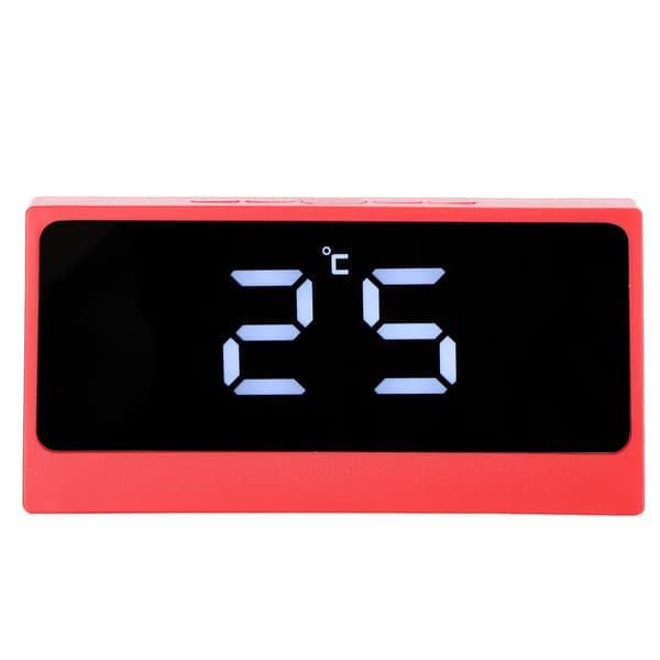 LED digital väckarklocka tyst smart temperaturdatum lysande storbildsskärm sminkspegel (röd)