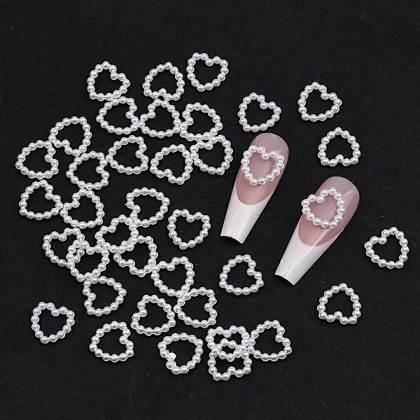 100 st Vita Lila Rosa Pärlhjärta Diamant Nagelkonst Dekorationer för DIY Hantverk Nageltillbehör för Kvinnor och Flickor Flerfärgade