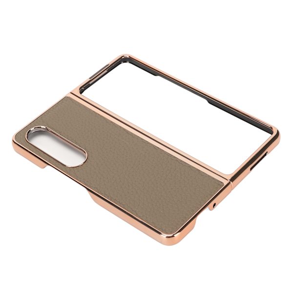 Vikbart phone case för Samsung Galaxy Z Fold 4 Nano Elektropläterat Läder Stjärnmönster Anti-skrapa Telefon Case Grå