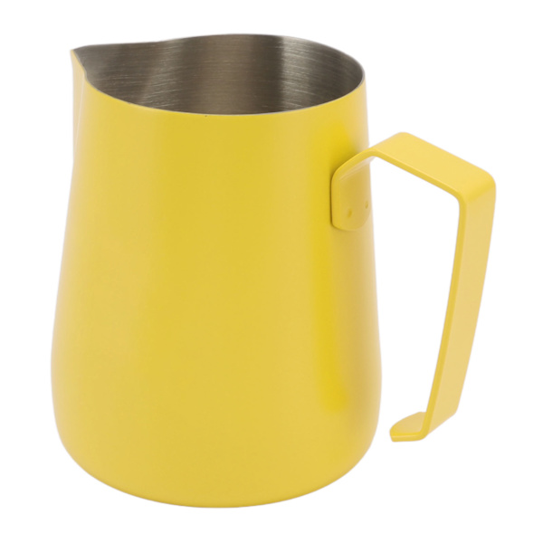 450 ml mjölkskummare i rostfritt stål 304, mjölkskummare för kaffebarer och hem, gul