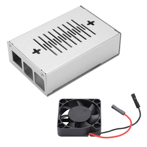 Aluminiumslegeringskabinet Køleventilator Varmeafledningsventilator til Raspberry Pi 4B Sølv