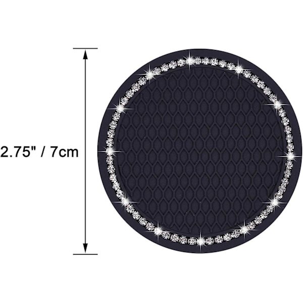 4 pakkauksen liukumattomat universal automukinpidikelasinaluset - PVC-autonaluset ajoneuvojen sisätiloihin - Crystal Cup Mats (halkaisija 2,75), musta