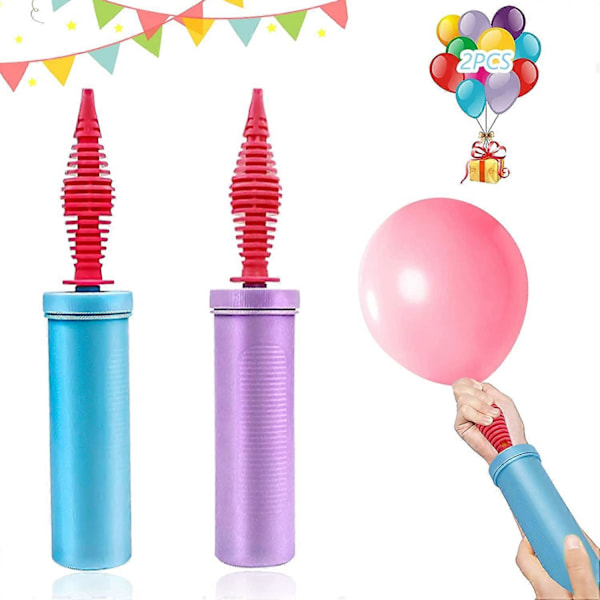Ballongpumpe, 2 stk. Manuell ballongpumpe Luftballongpumpe Oppblåsbar ballongpumpe - Robust og slitesterk, for fester, bursdager, W