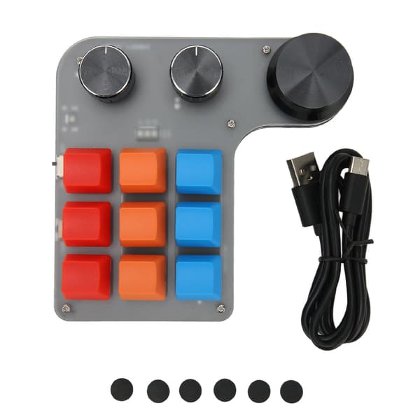 9 taster programmerbart tastatur med 3 knapper understøtter USB Bluetooth enhånds makro mekanisk tastatur til gaming kontor