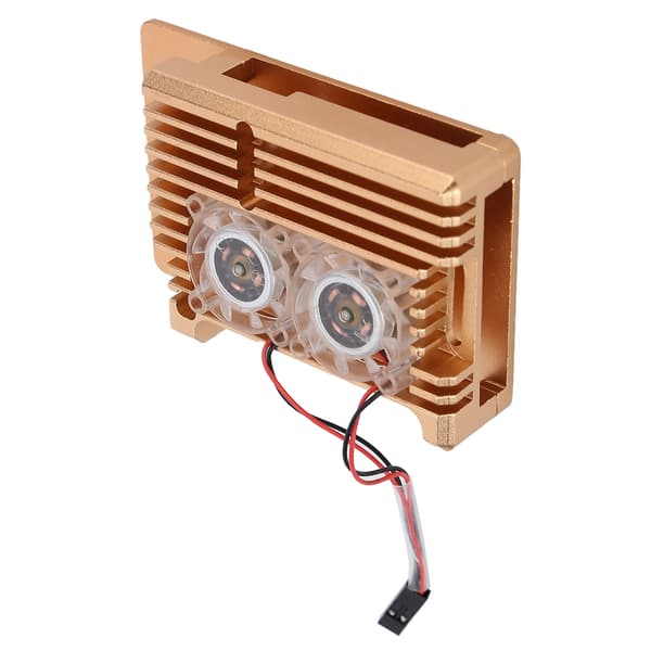 Kjøleveske i aluminiumslegering med vifte for Raspberry Pi 4 B ModelGold