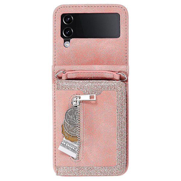 Samsung Galaxy Z Flip4 5g Kotelo Korttipidike Pu Nahka Jalusta Puhelinkuori Käsiremmi-B6 Ruusukulta