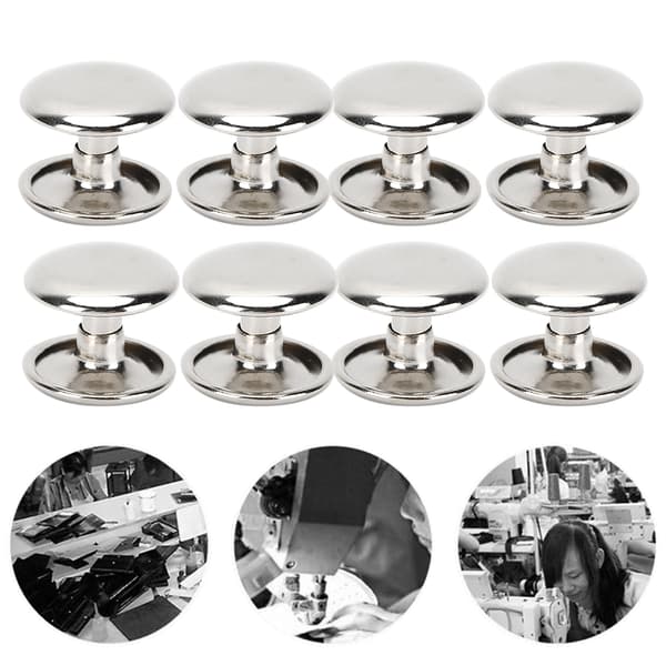 200 uppsättningar dubbelkapsylnit, rund nit, järnjeansknapp, läderskor, väskor, kläder 12x10mm Silver