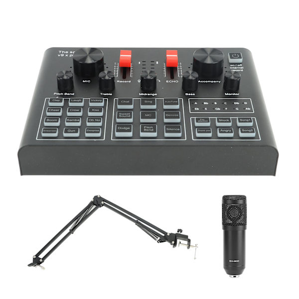 Podcast-utrustningspaket Brusreducering Stabil inspelningsstudiopaket Ljudkort Mixer för Livestreaming