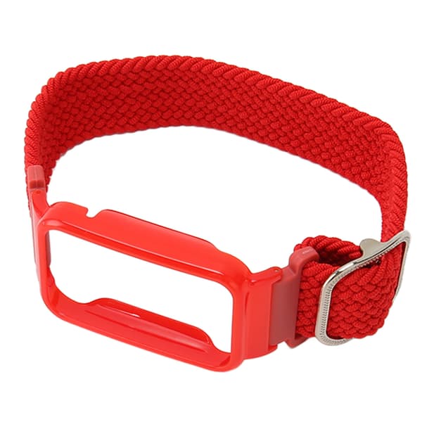 Flätat Loop-armband för Mi Band 7 Pro Justerbart Elastiskt Nylon Loop-armband med Skyddsram Rött Armbandsfodral