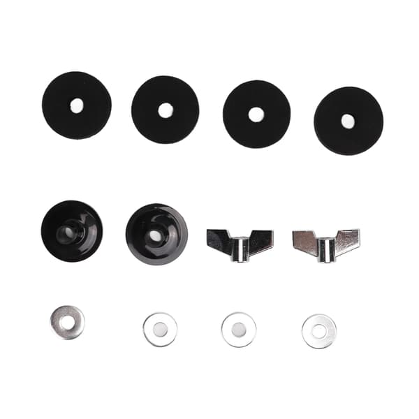 12 kpl symbaalin korvaustarvikkeet huovat holkit 4 cm hi hat -kytkinkuppi siipimutterit aluslevy (musta)