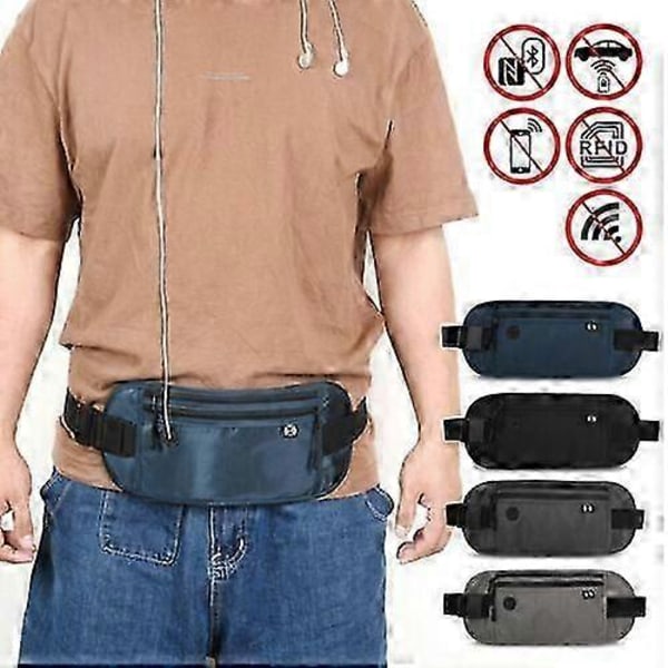 Rese Midjeväska RFID-blockerande Vattentät Midjeväska Fanny Pack Dold Plånbok RFID-blockerare Passfodral mörkgrå