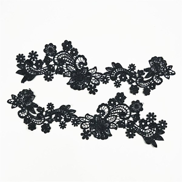2 par DIY blomsterbroderade tyglappar att sy på, applikationer--