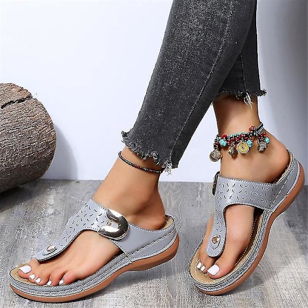 Komfortable Rhinestone Wedge Slippers til kvinder - Skridsikre Sommersandaler40 Sort