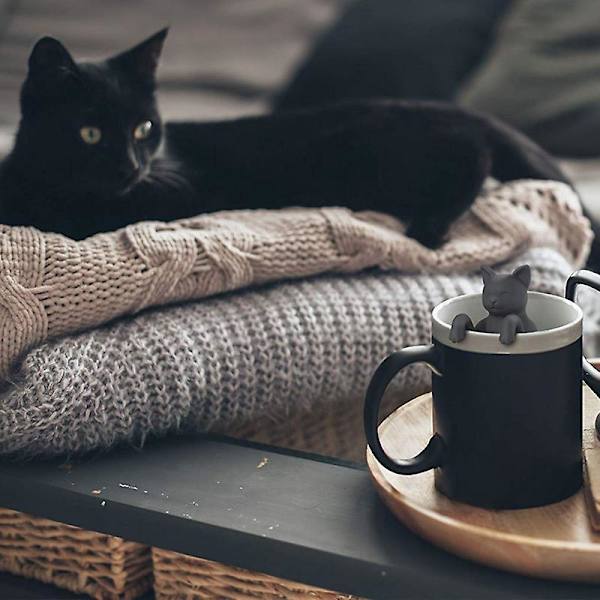 Koselig Katt Silikon Teinfuser Grå Stilig Kitty Temaker
