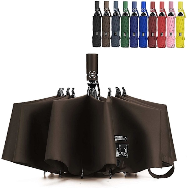 paraply foldbar omvendt paraply brun 117 cm