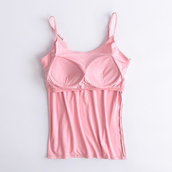 Slank Passform Hudfarget Kvinners Camisole Tanktopp med Innebygd BH