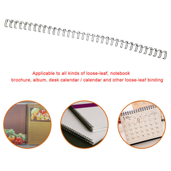 100 STK 9,5 mm Sort A4 Størrelse 34 Tænder 3:1 Double Loop Tråde Binding Wire Kalender Bindejern
