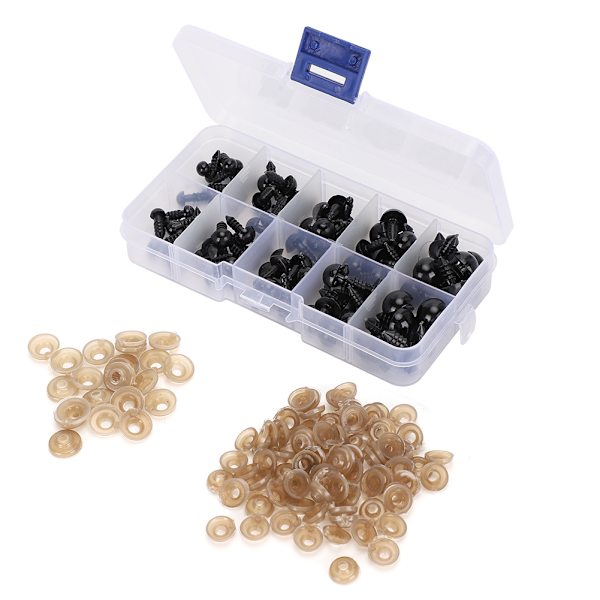100 st DIY dockögon helt svarta handgjorda material hantverk pedagogiska leksaksparts plast 6-12 mm