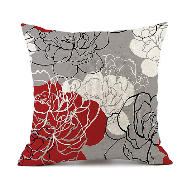 Sett med 4 Dekorative Putetrekk Vakre 45 x 45 cm Myke Slitesterke Firkantede Putetrekk med Blomstermønster Trykt for Sofa Seng