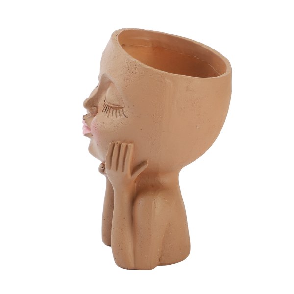 Mannequin Resin Cheek Resting Flower Pot Face Blomsterpotte hvit white