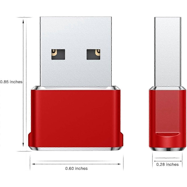 USB - USB C -sovitin 3 kpl, tyyppi C naaras - A uros -latauskaapelisovitin punainen