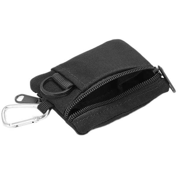 Utomhus EDC Molle-ficka Plånbok Mini Bärbar Nyckelkortfodral EDC-ficka Väska Myntväska med Karabinhake Svart